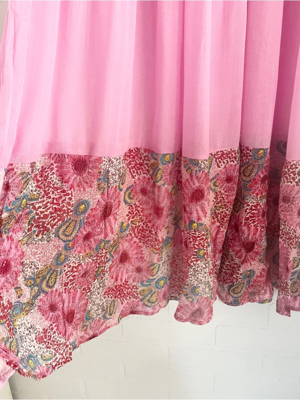 Vintage Boho Tiered Summer Maxi Skirt Sheer Panel Floral Romantic One Size S-L - Picture 12 of 13